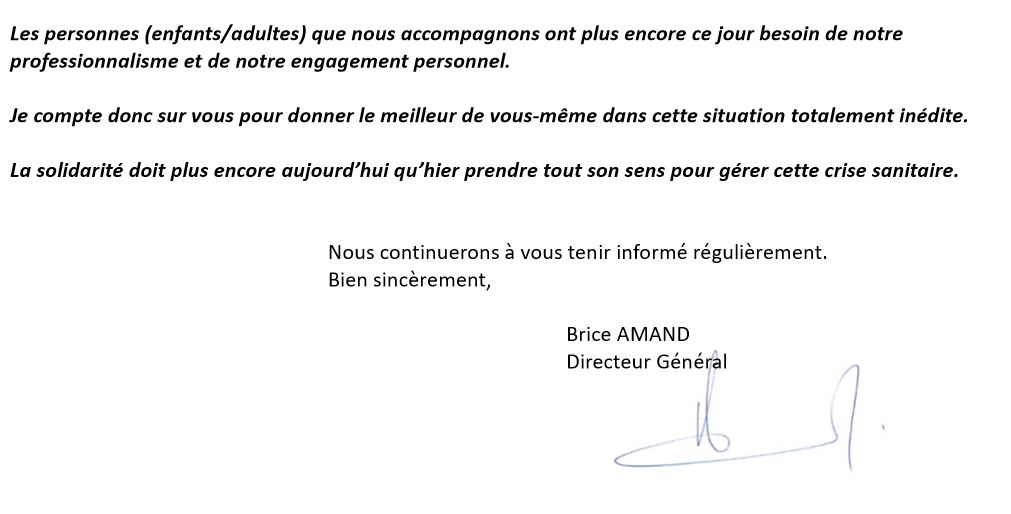 mot de Brice Amand 17-03-2020