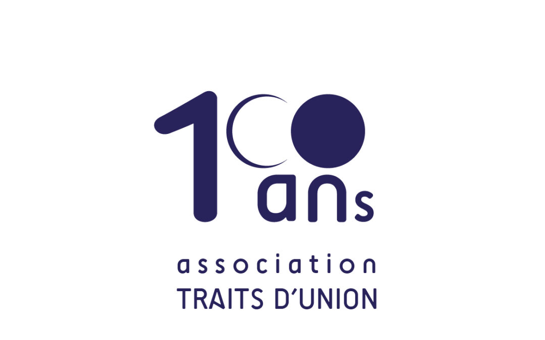 logotype les 100 ans de l'Association Traits d'Union